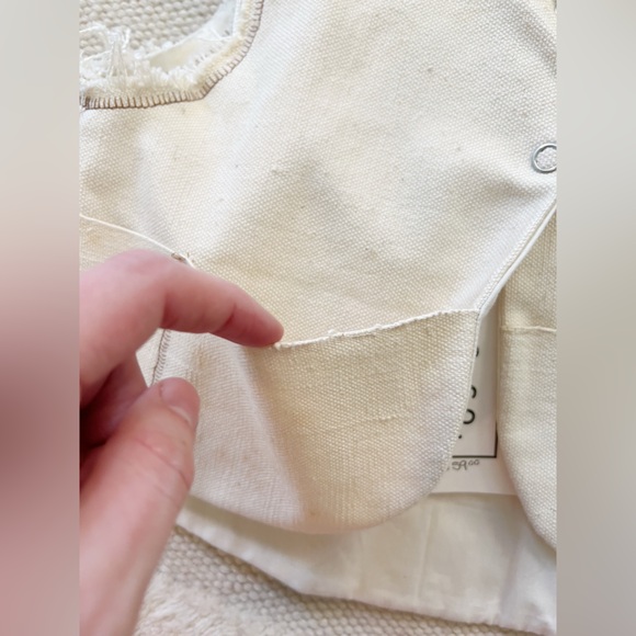 Amae Co OOAK Fringed Western Blanket Camp Striped Vest White Cream Brown 4-5T - Picture 8 of 16